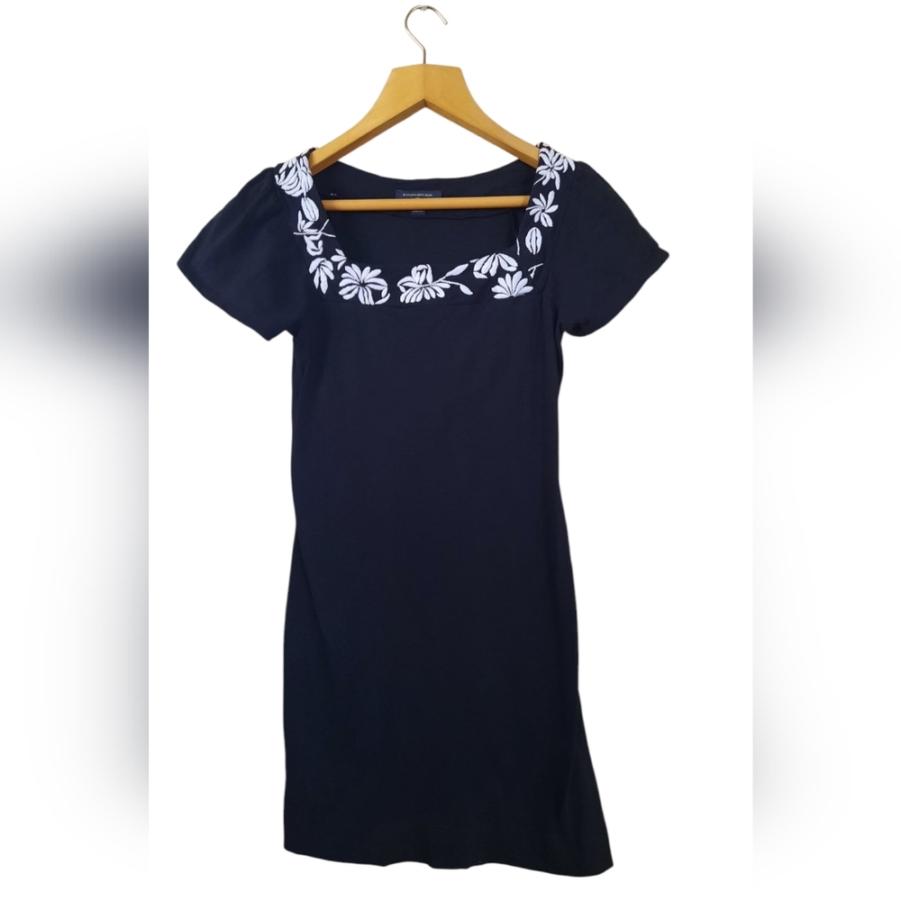 Banana Republic Embroidered Cotton T Shirt Dress